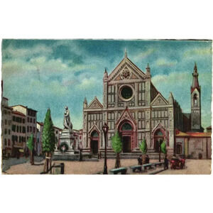 Firenze 9. Chiesa Di S. Croce Statua Di Dante Florence, Italy Postcard.